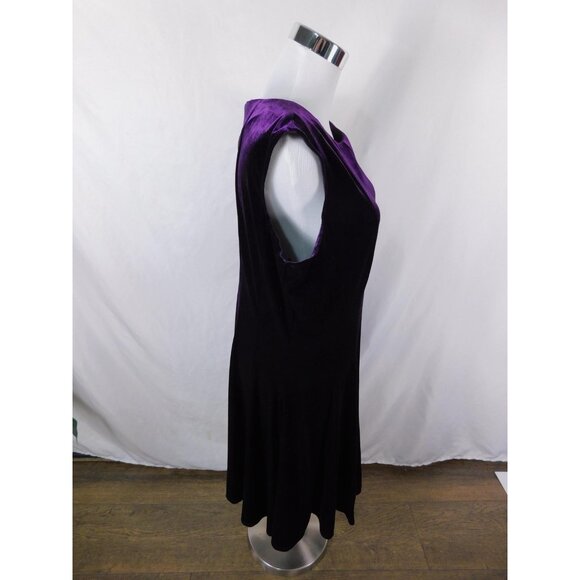 Danny & Nicole Medium Purple Velvet A-Line Dress Glam Witch - Picture 8 of 12
